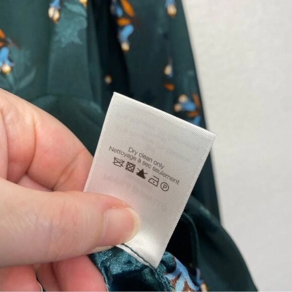 Veronica Beard Abbie Green Floral Blouse 2 Satin - Picture 6 of 10